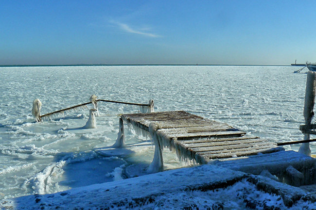 Как замерзло море в евпатории