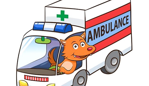 Rompecabezas de ambulancia de dibujos animados